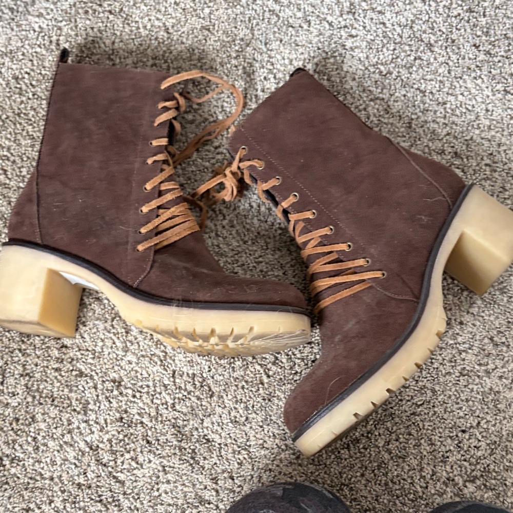 Brown Suede Lace-Up Ankle Boots